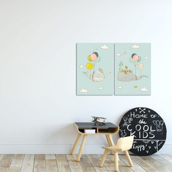 Plakat dyptyk z motywem wielorybów