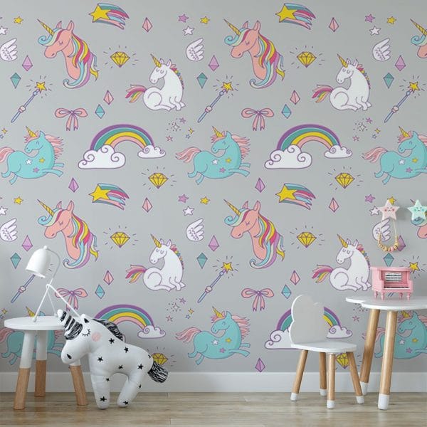Tapeta w kolorowe jednorożce