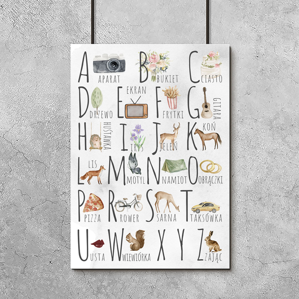 Forstyrre Gutter ret Plakat przedstawiający alfabet z obrazkami do każdej litery