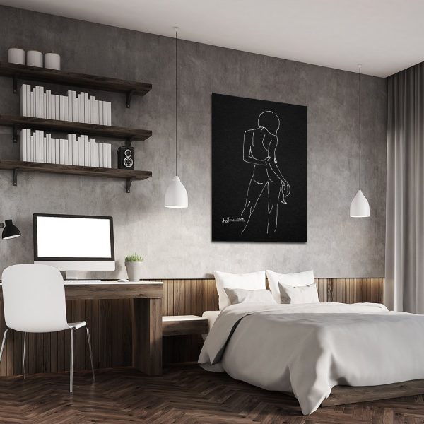 plakat z minimalistycznym szkicem do sypialni