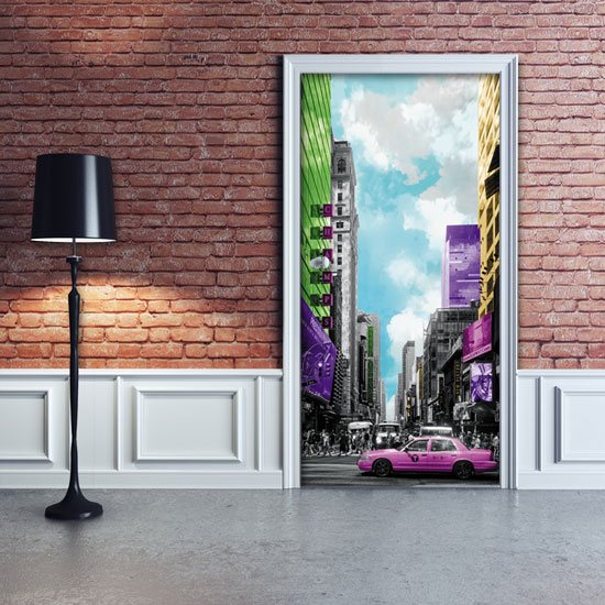 naklejka na drzwi panorama miasta