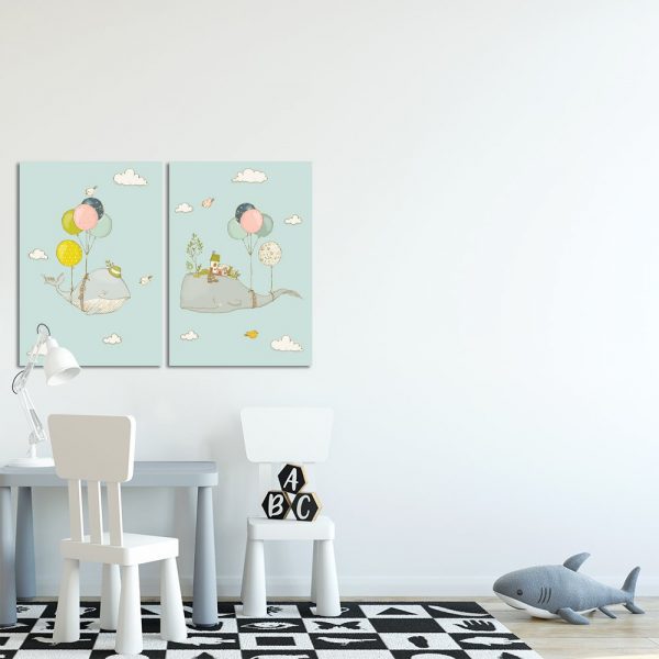 Podwójny obraz miętowy do dekoracji pokoju dziecięcego