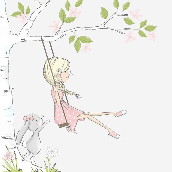 Fototapeta z ilustracją dziewczynki