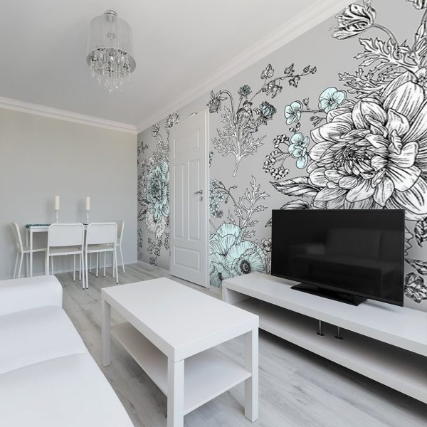 Tapeta w kwiaty do dekoracji salonu