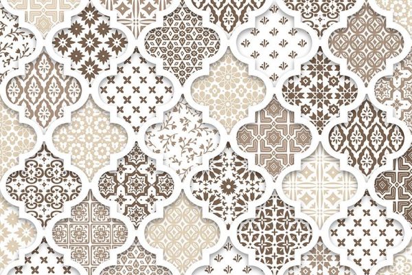 Beżowa fototapeta w orientalne wzory