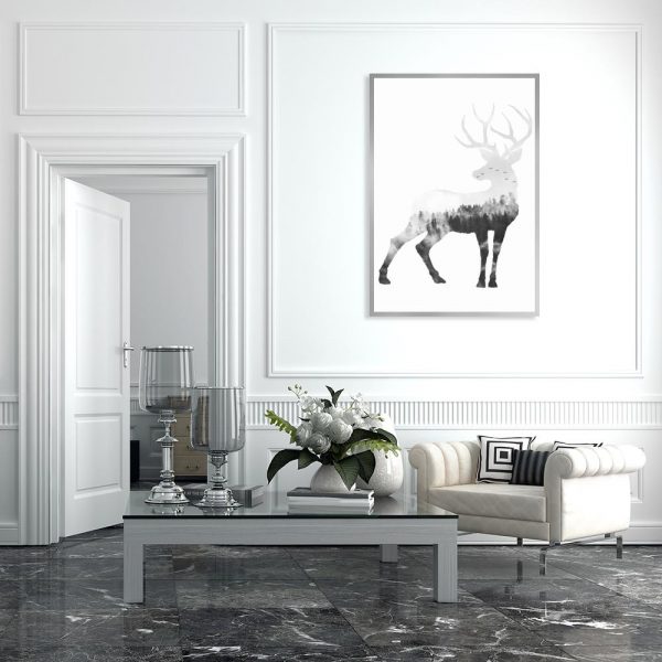 motyw jeleni czarno-białego