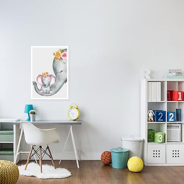 kolorowe słonie na plakacie