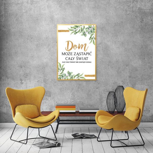 salon z motywem napisu