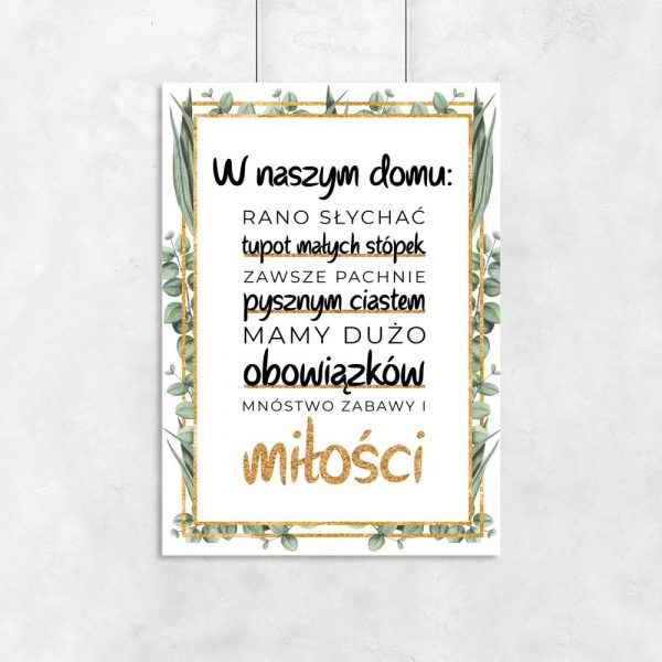 napis na plakacie do salonu