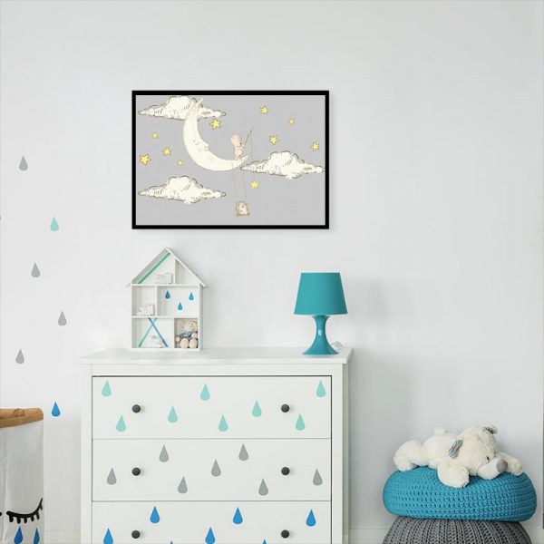 księżyc i gwiazdy na plakacie