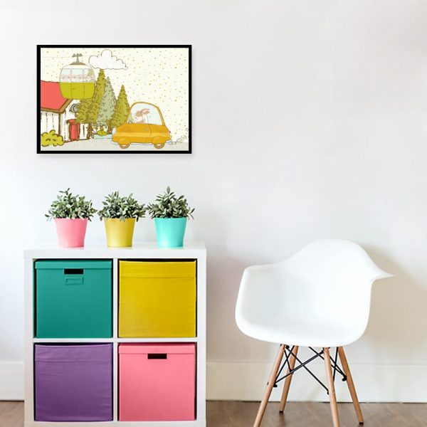 miasto na plakacie dla dziecka