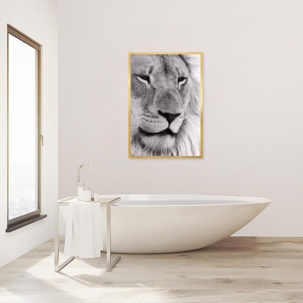 Plakat z motywem lwa do łazienki