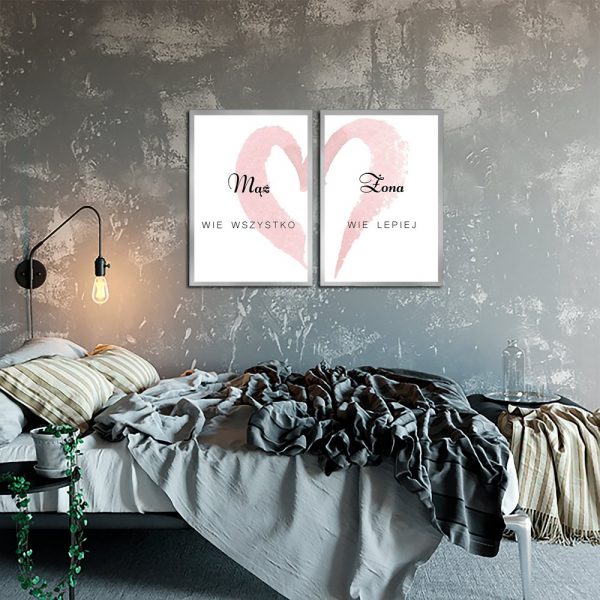 Plakat podwójny z napisem do sypialni