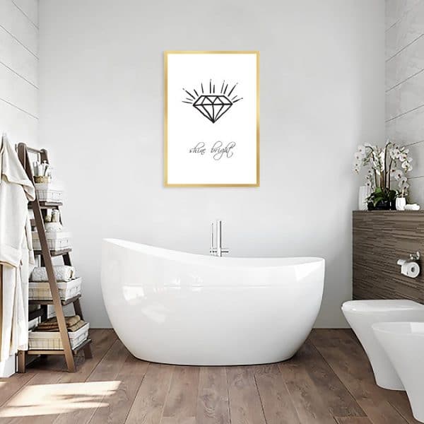 Plakat z napisem do łazienki