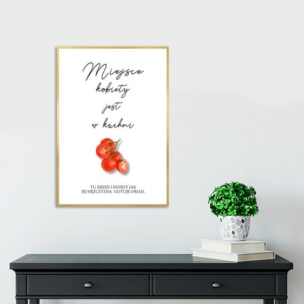 Plakat czarno-biały z napisem do kuchni