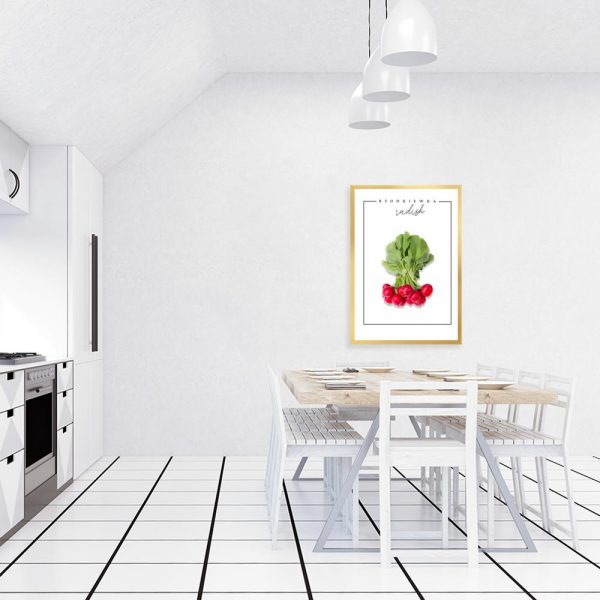 Plakat z napisem i rzodkiewką do kuchni
