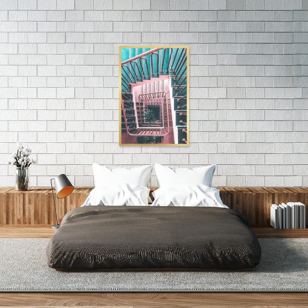 Plakat turkusowo-pomarańczowy do sypialni