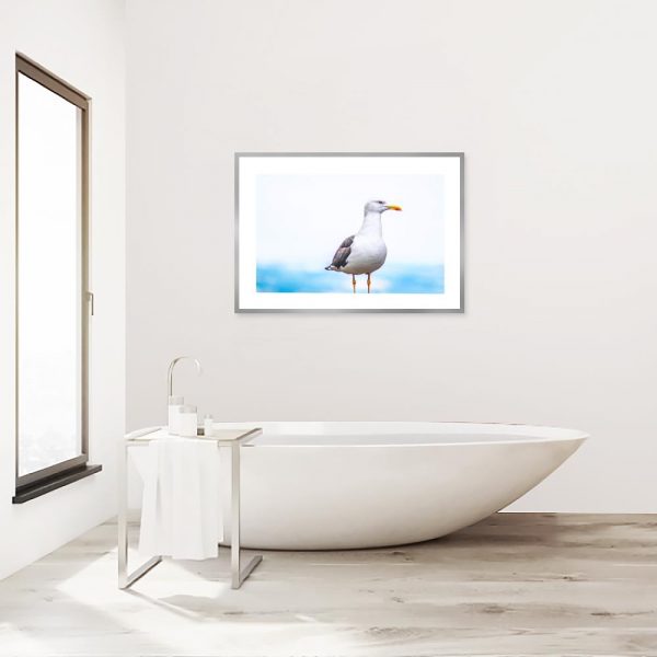 Plakat mewa i morze