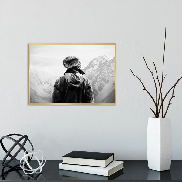 Plakat turysta i góry