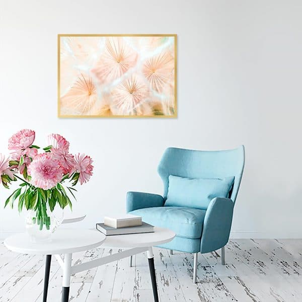 Morelowy plakat z motywem dmuchawców