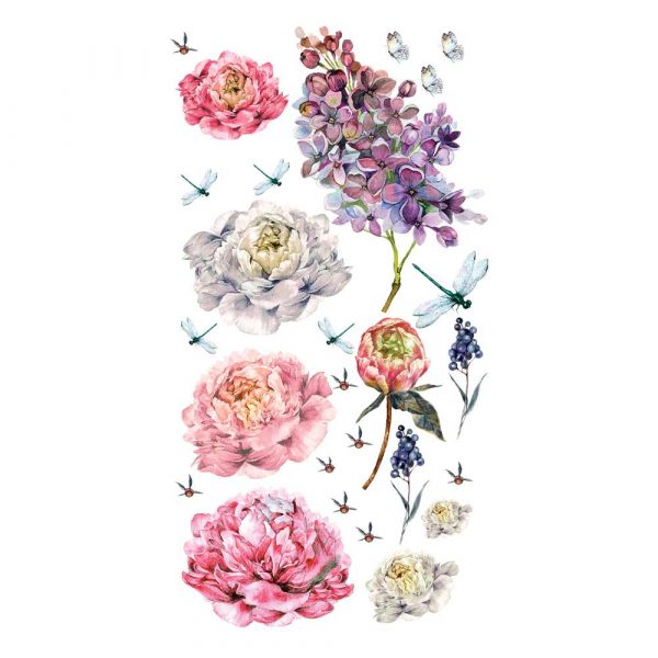 Naklejka ścienna ważki i kwiaty