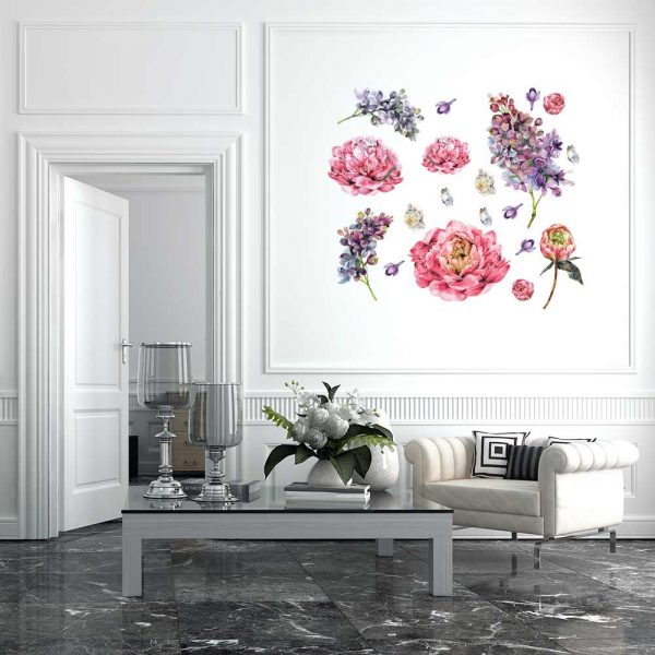 Naklejka ścienna piwonie i bzy