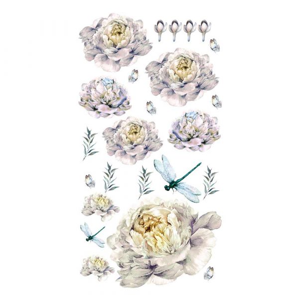 Naklejka ścienna ważki i kwiaty