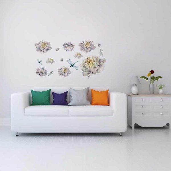 Naklejka ścienna piwonie i ważki