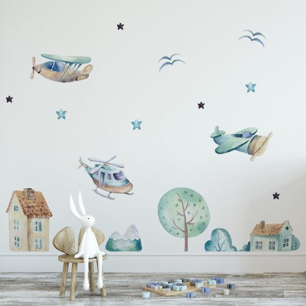 Dziecięca naklejka ścienna niebiesko-zielona