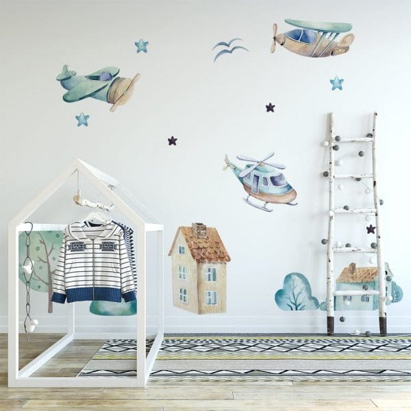 Naklejka na ścianę z samolotami