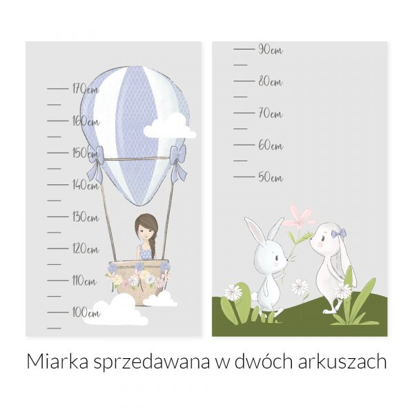 Miarka wzrostu króliczki i dziewczynka