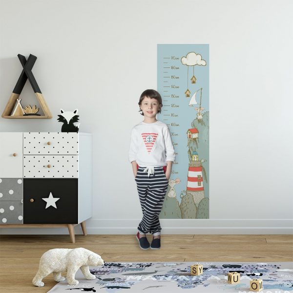 Miarka wzrostu z myszkami i latarnią morską