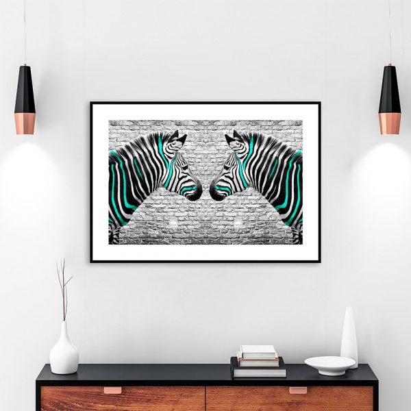 Plakat turkusowe zebry