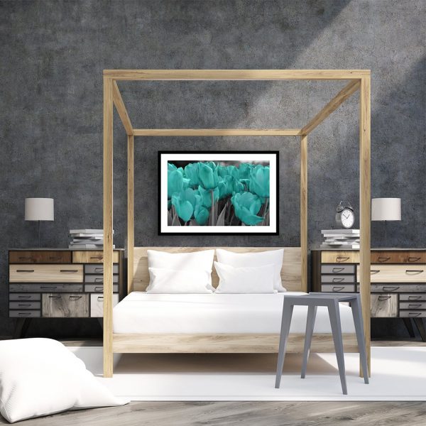 Plakat turkusowe tulipany