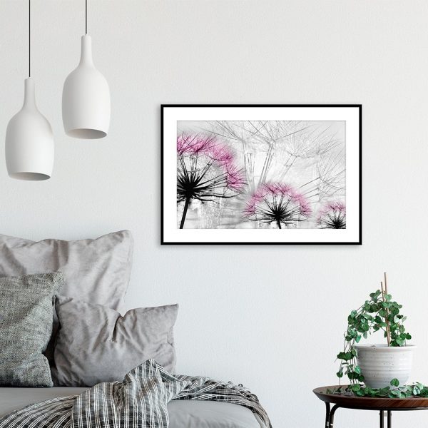Plakat różowe dmuchawce
