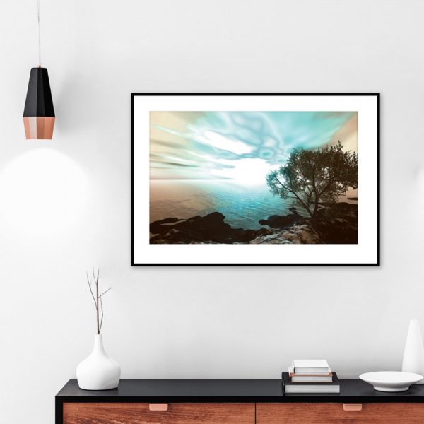 Plakat turkusowo-beżowy