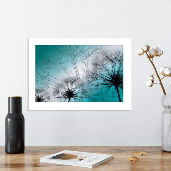 Plakat z dmuchawcami turkusowy