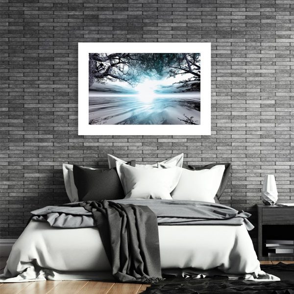 Plakat z niebieskim słońcem