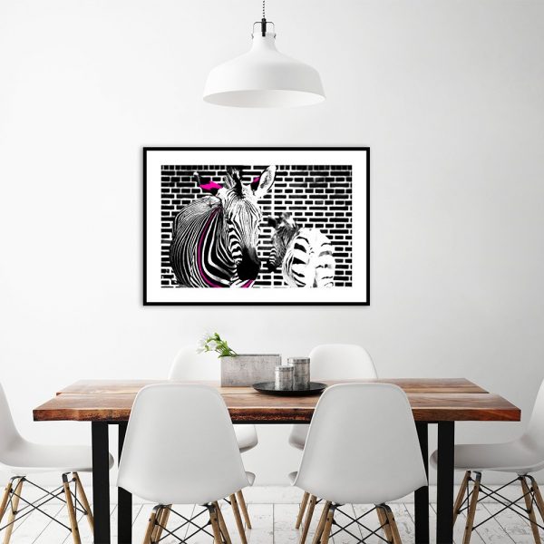 Plakat zebry i cegły