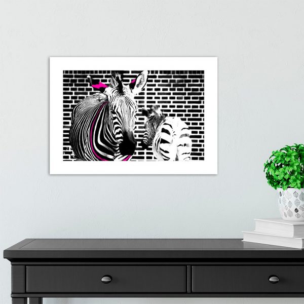 Plakat zebry różowe paski