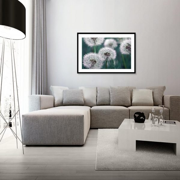 Zielony plakat z dmuchawcami