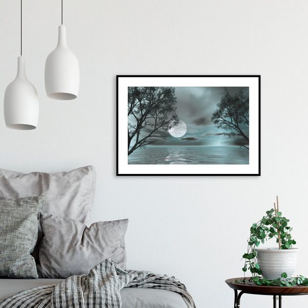 Plakat księżyc i morze