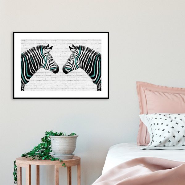 Plakat turkusowe zebry