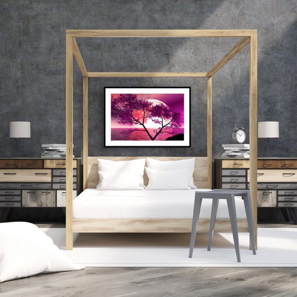 Plakat motyw księżyca i drzewa