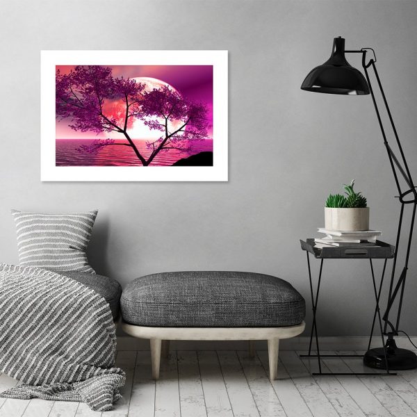 Plakat drzewo i księżyc