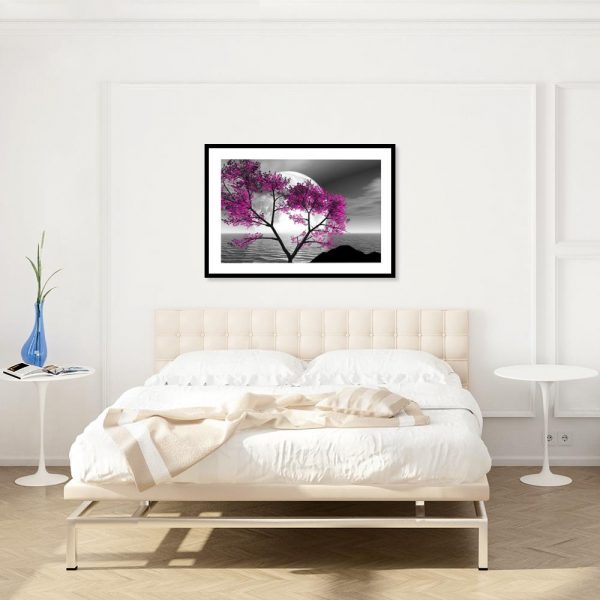Plakat różowe drzewo