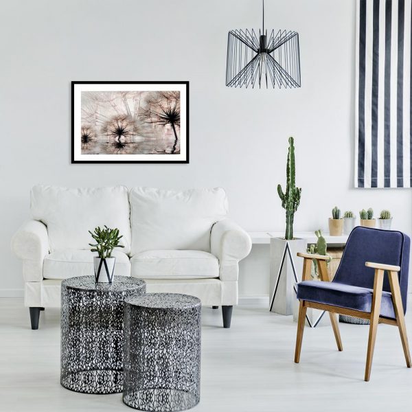 plakat z dmuchawami w salonie