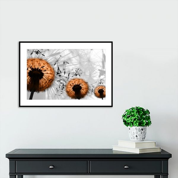 plakat dmuchawce nad stolik