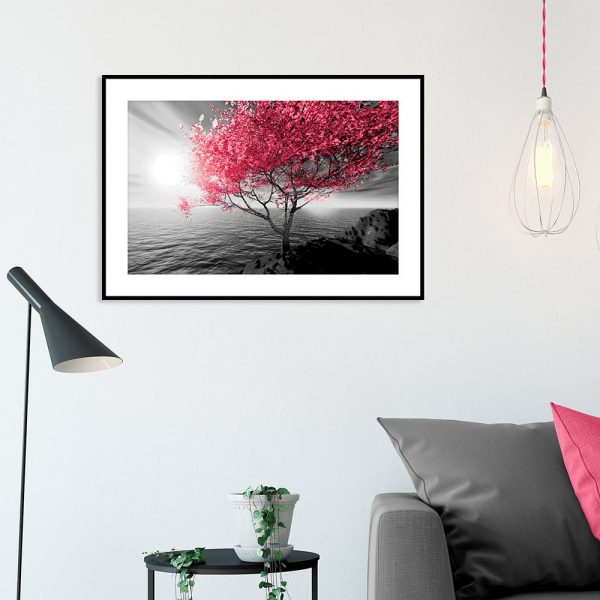 plakat drzewko nad morzem nad kanapę