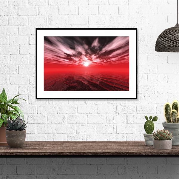 plakat zachód słońca nad szafkę